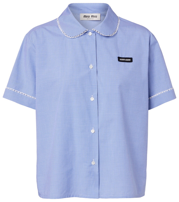 Photo: Miu Miu Gingham lace-trimmed cotton poplin shirt