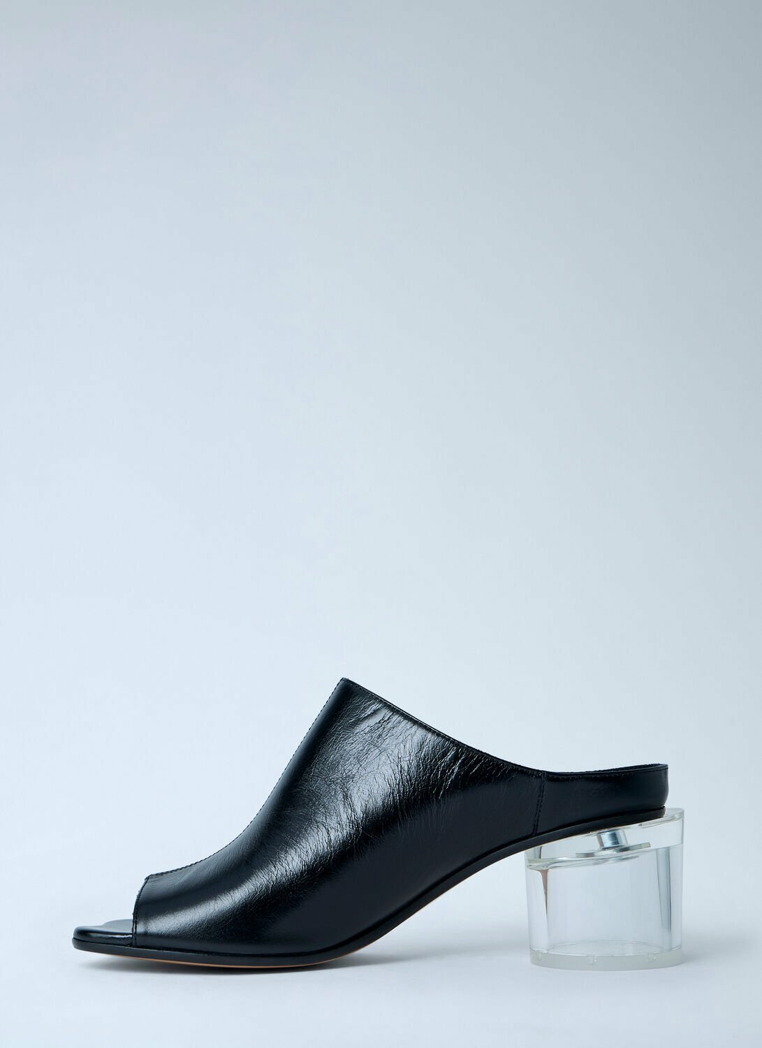 MM6 Maison Margiela Leather Mule with Transparent Block Heel