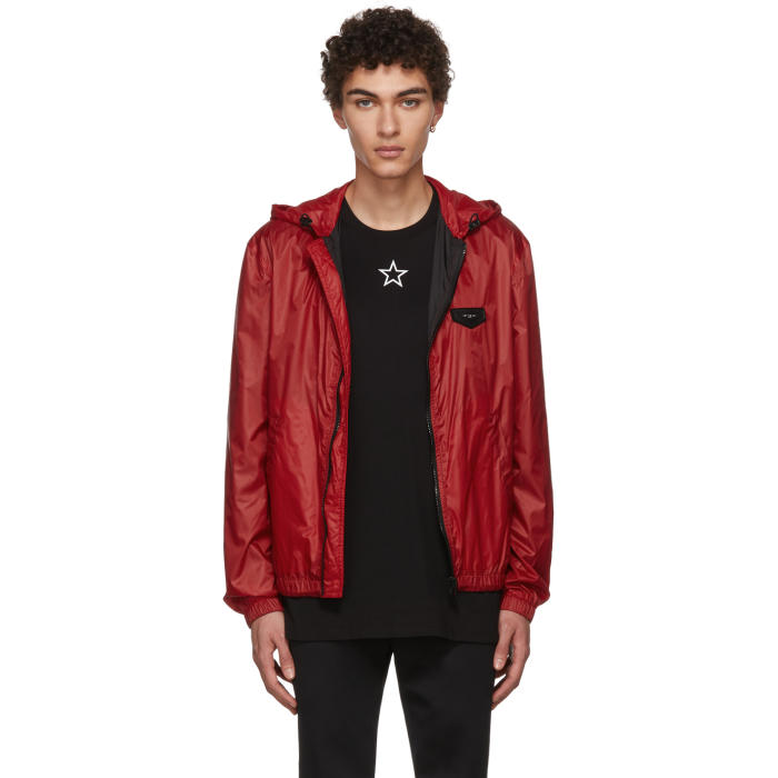 Givenchy Red Hooded Windbreaker