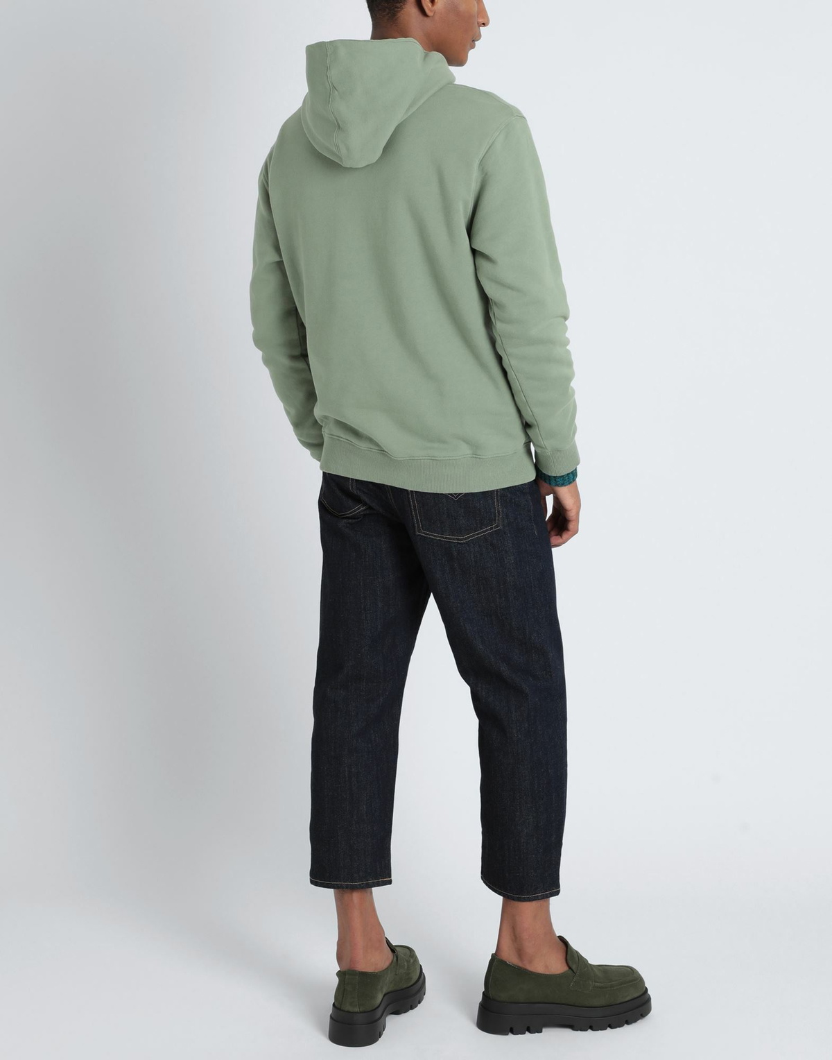 Woolrich Organic Cotton Script Hoodie Mens Sweatshirt in Sage green