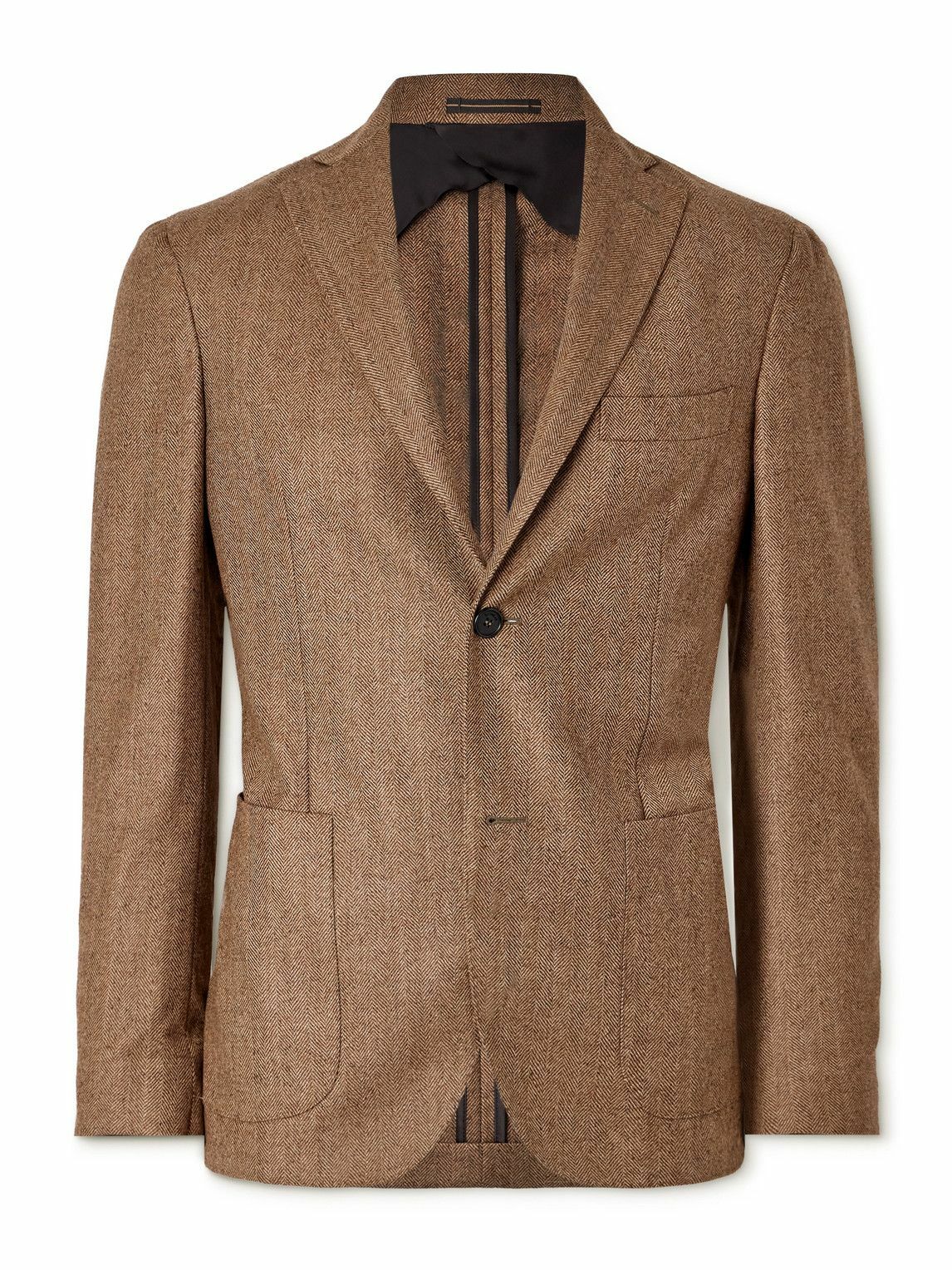 Incotex - Herringbone Wool Blazer - Brown
