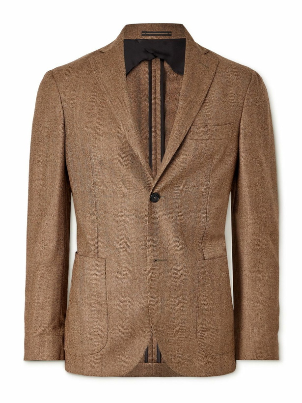 Photo: Incotex - Herringbone Wool Blazer - Brown