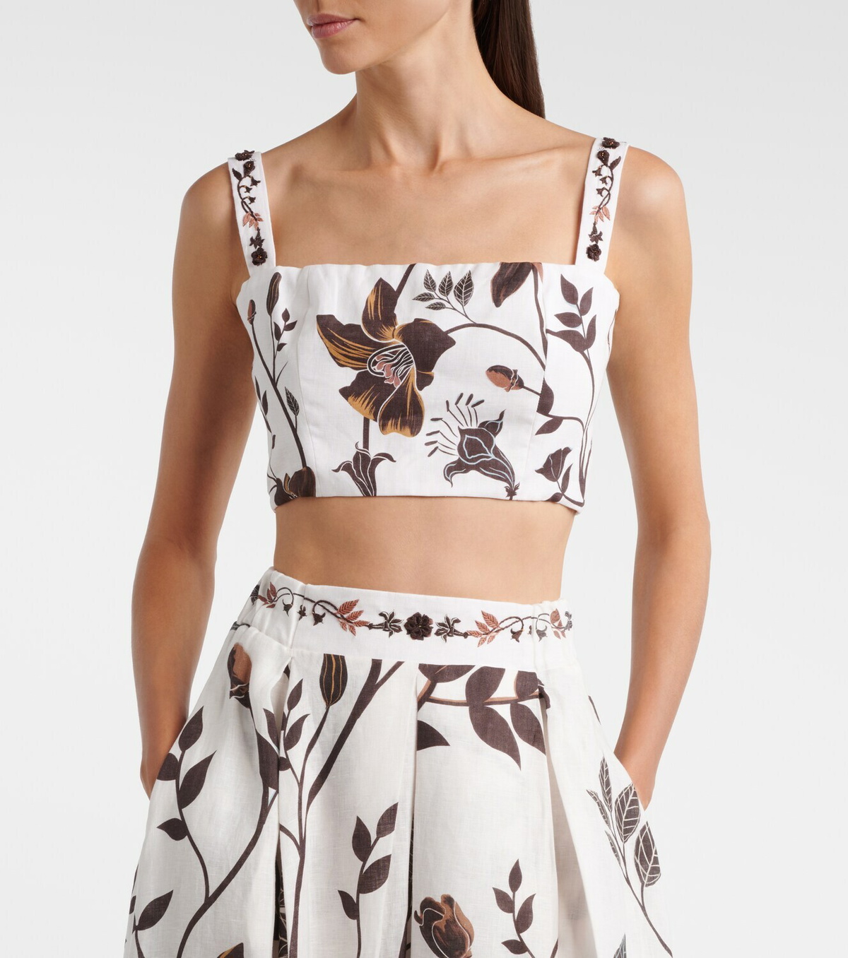 Agua by Agua Bendita Cacao floral linen crop top