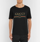 Gucci - Printed Distressed Cotton-Jersey T-Shirt - Men - Black