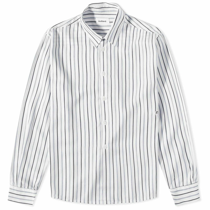 Photo: Soulland Men's Perry Striped Shirt in White/Blue Stripes