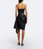 Alex Perry Draped leather corset dress