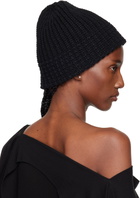YOHJI YAMAMOTO Black Cardigan Stitch Knit Beanie