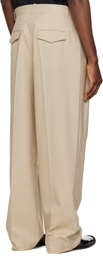 RECTO Beige Double Pleated Wide Trousers