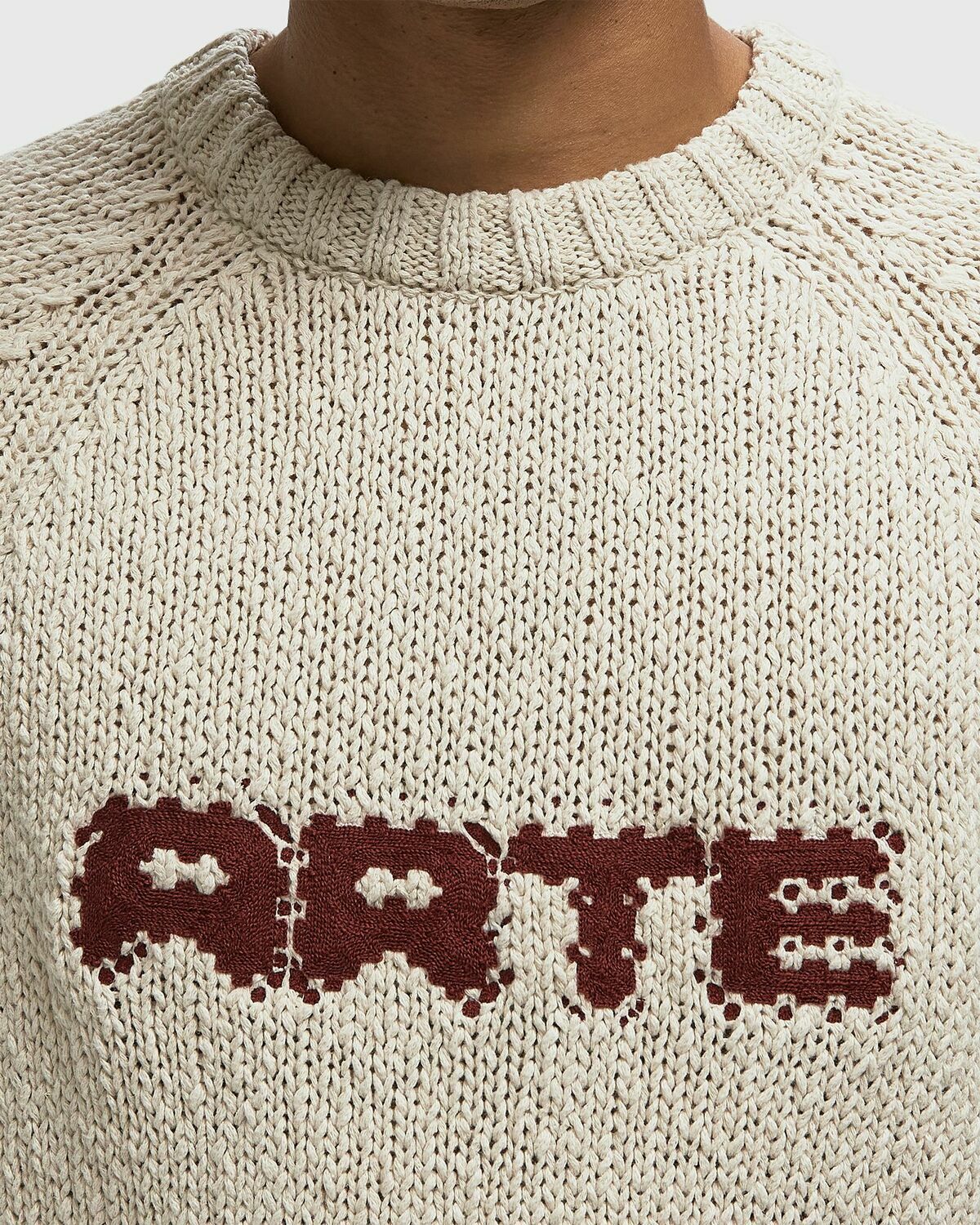 Arte Antwerp Pixel Front Knit Beige Mens Pullover