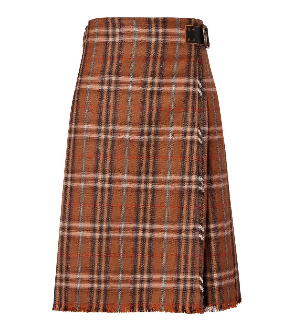 BURBERRY ered wool blend maxi kilt skirt Brown Burberry