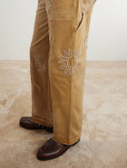 Kartik Research - Zardozi Straight-Leg Embellished Paneled Cotton-Canvas Trousers - Neutrals