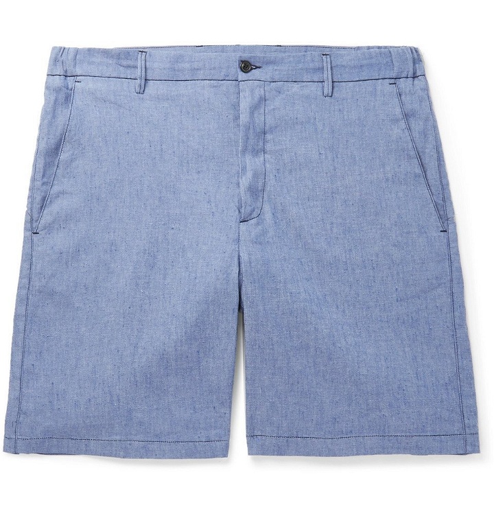 Photo: Altea - Dumbo Slub Linen-Blend Shorts - Blue