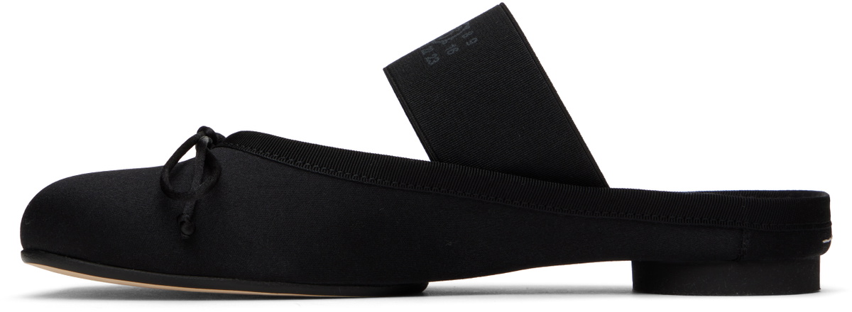 MM6 Maison Margiela Black Satin Anatomic Logo Ballerina Slippers