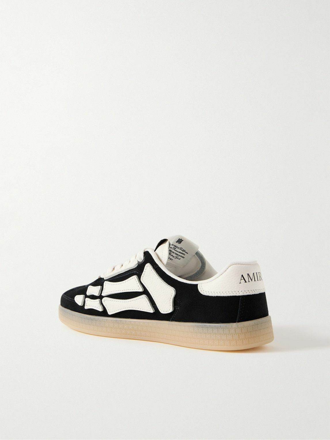 スニーカー Amiri 'Pacific' Black Leather Sneakers AMIRI - Pacific Bones Appliquéd Suede and Full-Grain Leather