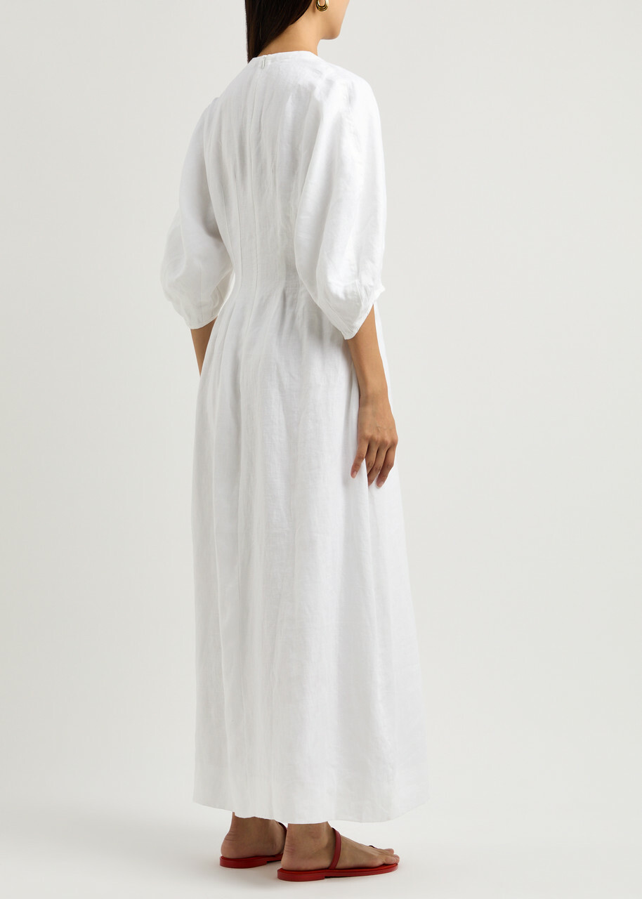 Faithfull The Brand Soleil Linen Midi Dress White
