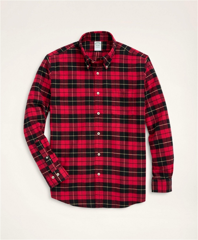Photo: Brooks Brothers Men's Milano Slim-Fit Portuguese Flannel Shirt | Red/Black