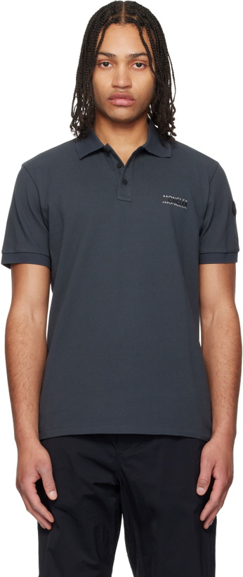 Photo: Moncler Gray 'Matt Black' Logo Short Sleeve Polo