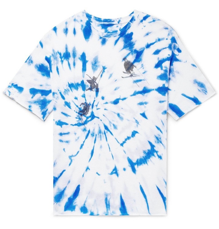 Photo: The Elder Statesman - Printed Tie-Dyed Cashmere and Silk-Blend T-Shirt - Blue