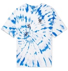 The Elder Statesman - Printed Tie-Dyed Cashmere and Silk-Blend T-Shirt - Blue