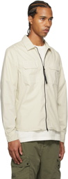 C.P. Company Off-White Gabardine Zipped Lens Shirt