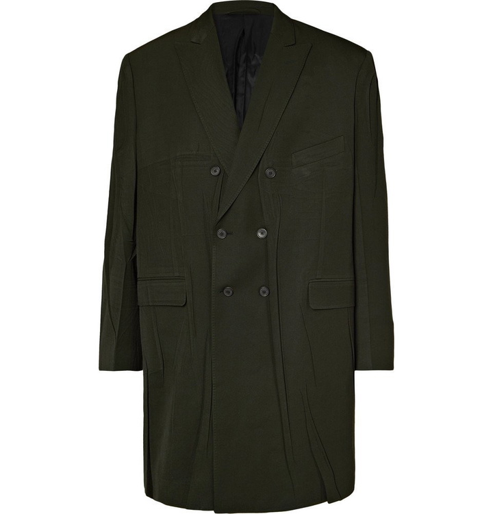 Photo: Balenciaga - Double-Breasted Creased Wool-Blend Twill Coat - Green