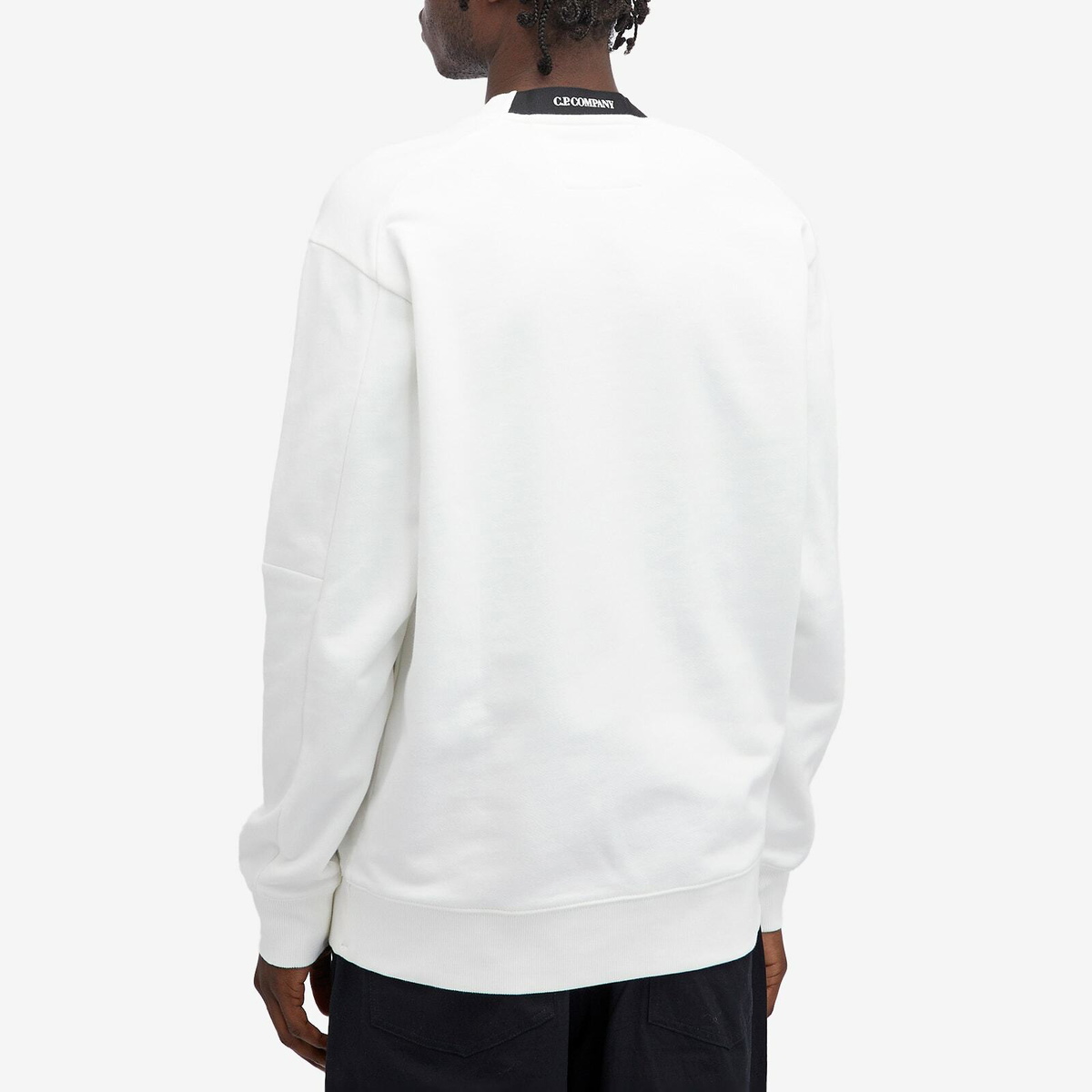 C.P. Company Men's Diagonal Raised Lens Crew Sweat in Gauze White