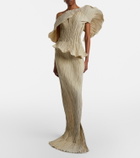Marmar Halim One-shoulder pleated taffeta gown