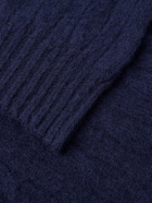 Drake's - Cable-Knit Brushed Shetland Wool Sweater - Blue