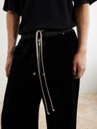 Rick Owens - Bela Wide-Leg Drawstring Velour Trousers - Black
