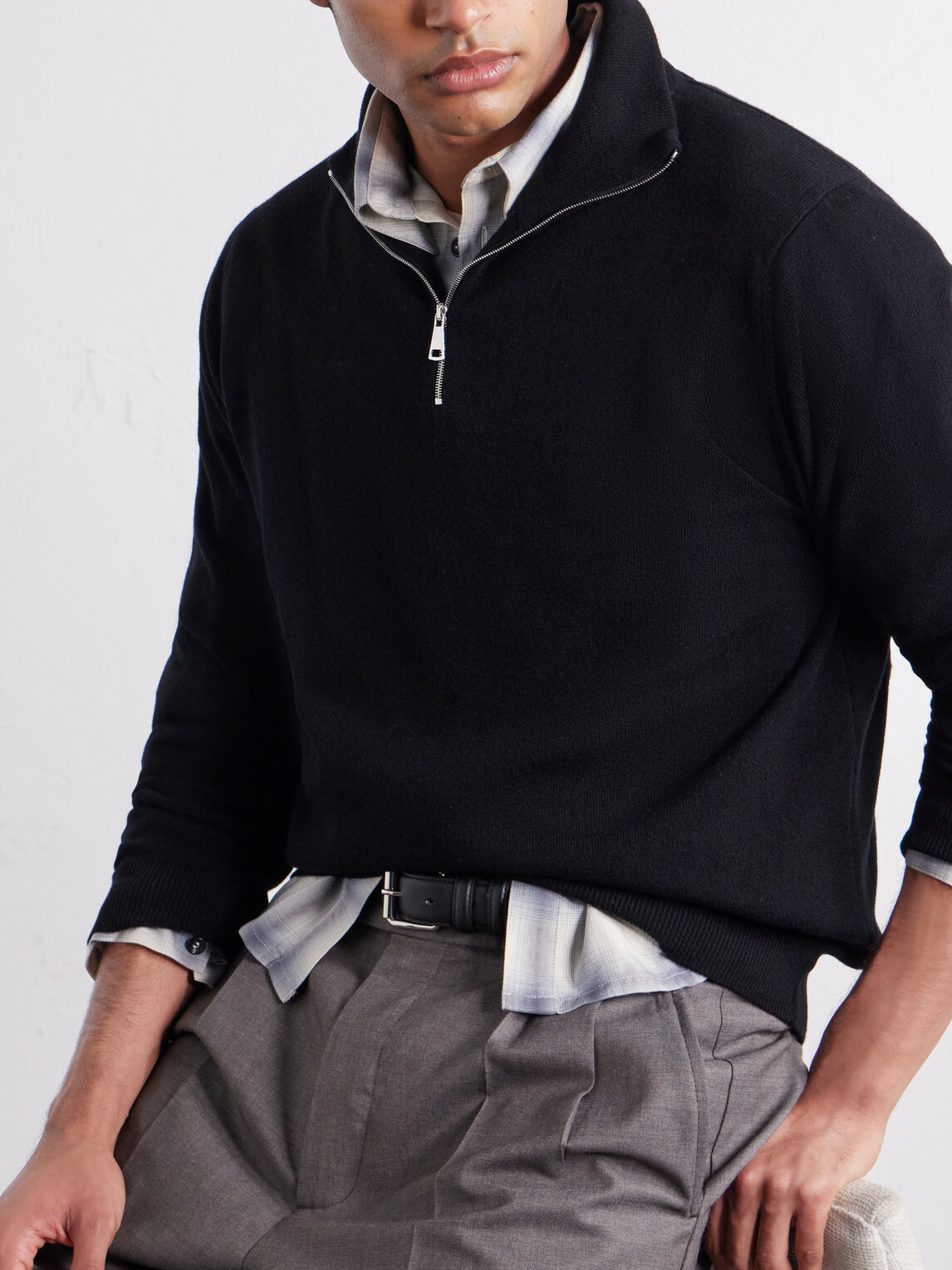 Begg & Co - Heriot Half-Zip Cashmere Sweater - Black