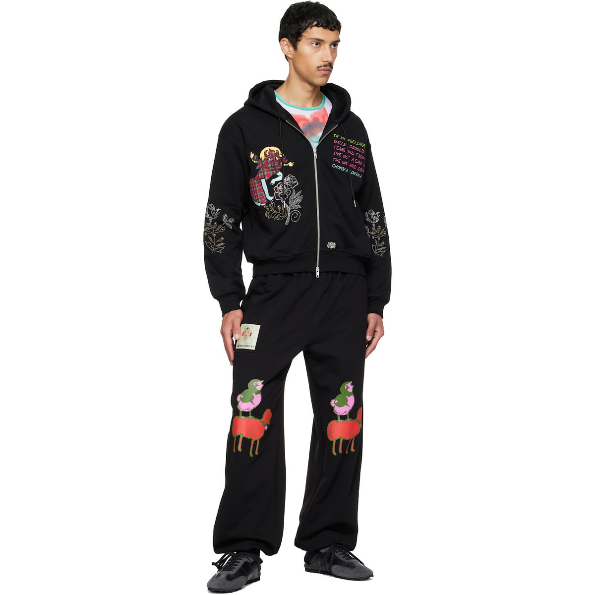 Chopova Lowena Black Feelings Panic Zip Hoodie
