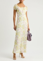 Loveshackfancy Kelila Floral-print Chiffon Maxi Dress Cream