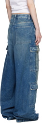 AMBUSH Blue Vintage Wash Denim Cargo Pants
