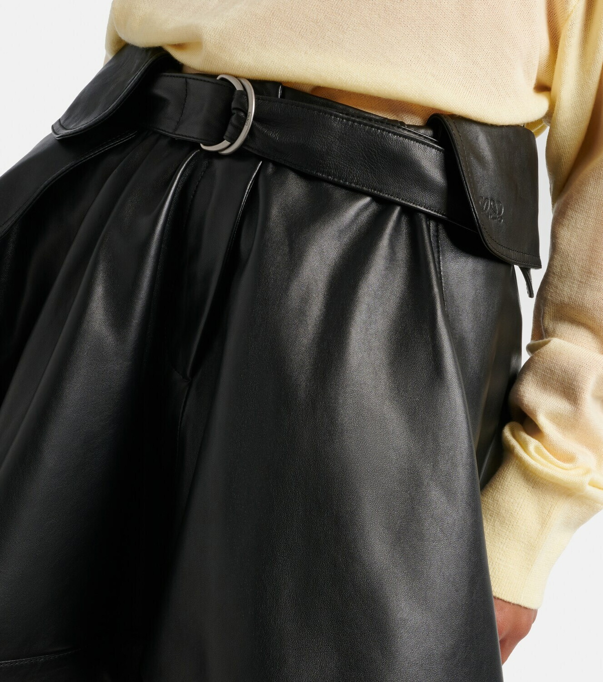 Loewe Double L belted leather miniskirt