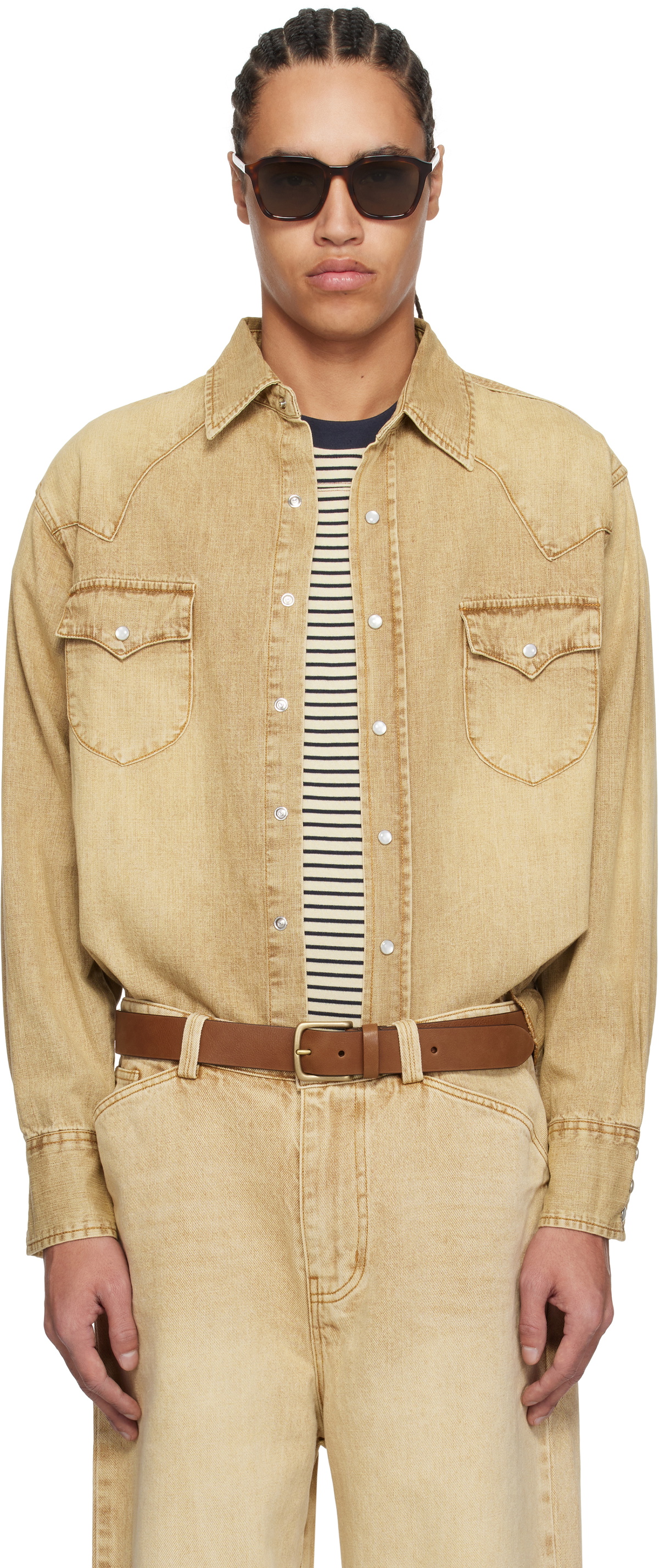 Carter Young Beige Western Denim Shirt