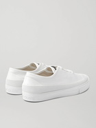 Stone Island - Rubber-Trimmed Leather Sneakers - White