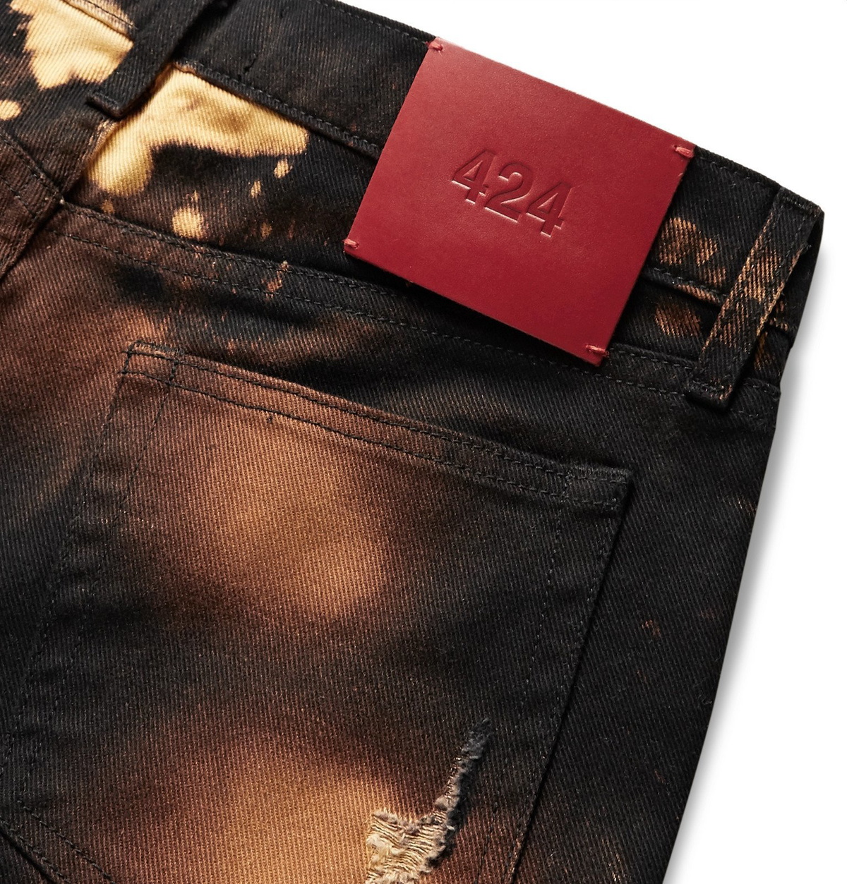 424 - Distressed Bleached Denim Jeans - Black
