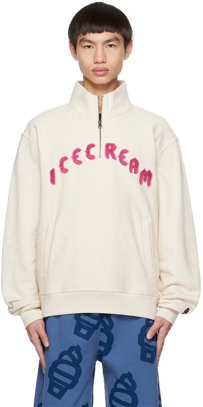 Photo: ICECREAM Beige Half-Zip Sweatshirt