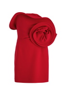 Magda Butrym Strapless Ruffled Rose Stretch-wool Mini Dress Red
