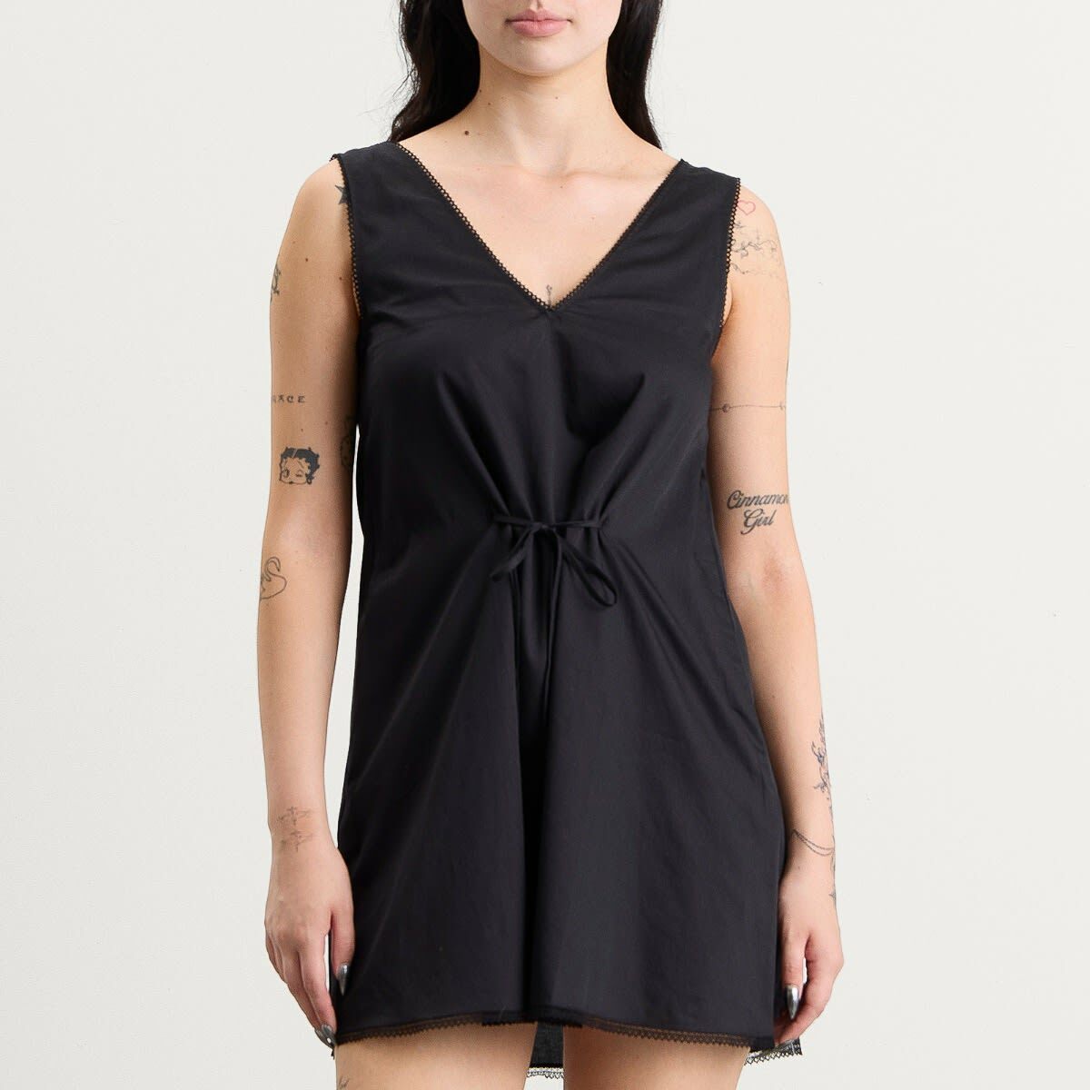 LESET Women's Yoko Lace V-Neck Mini Dress in Black