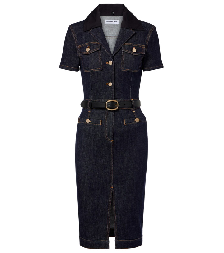 Photo: Self-Portrait Belted denim midi dress