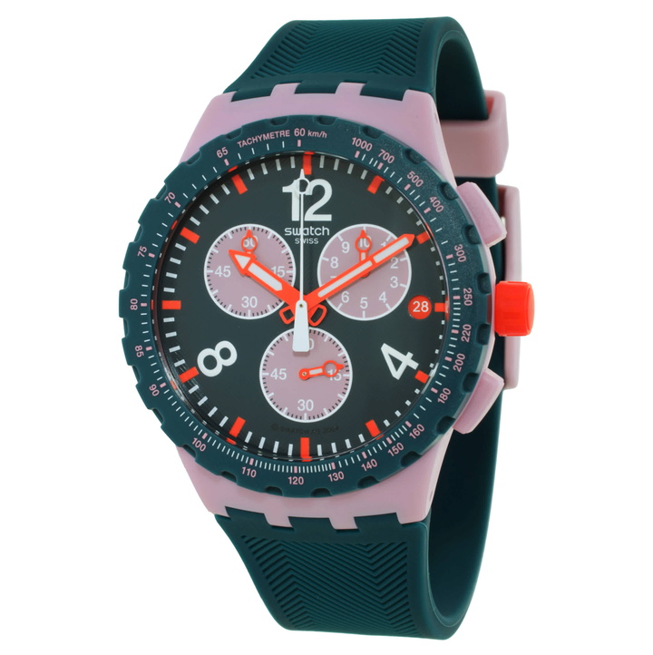 Photo: Swatch Moment Of Rose Chronograph Quartz Green Dial Watch SUSP400