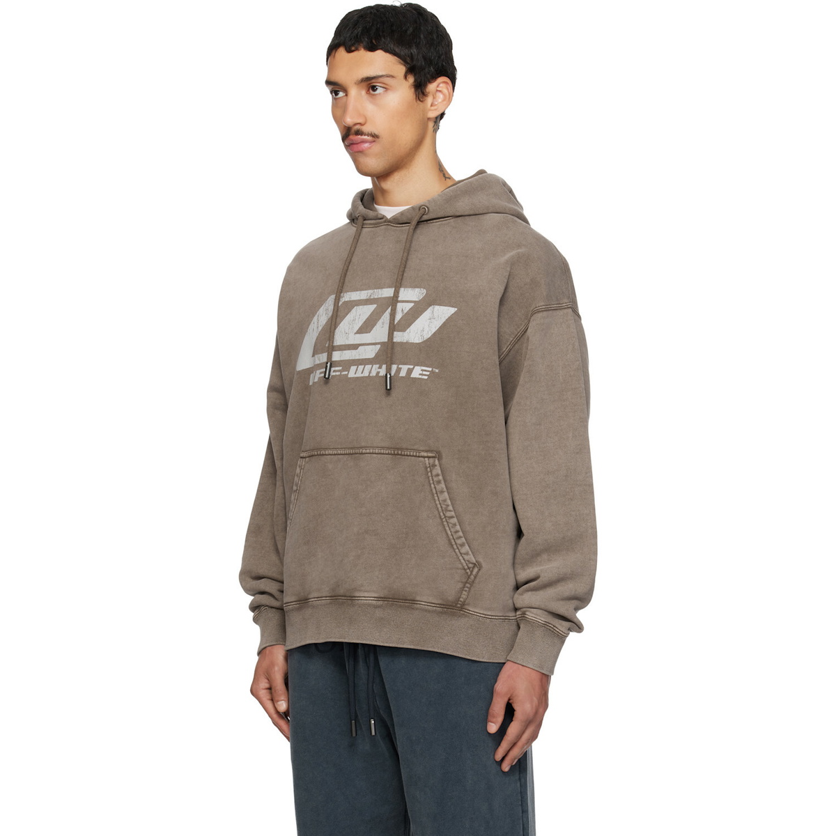 Off-White Brown 'OW' Racing Skate Hoodie