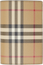 Burberry Beige & Black Check Passport Holder