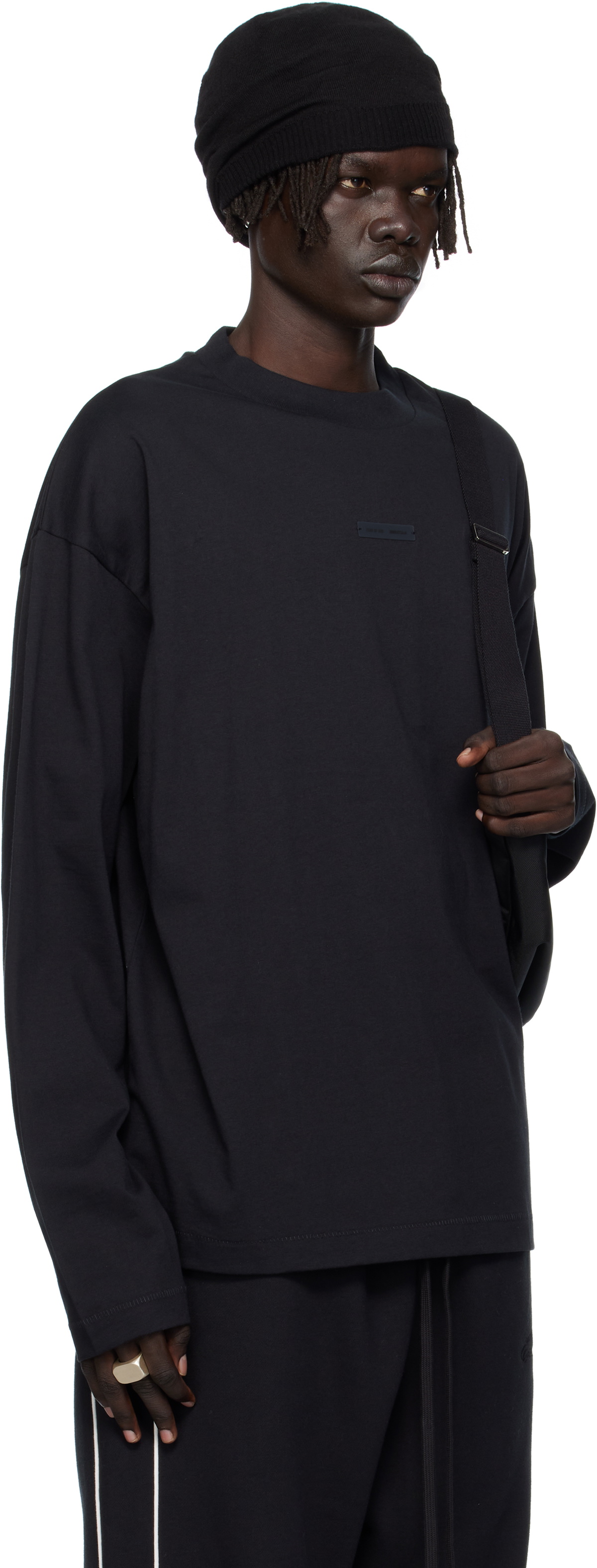 Fear of God ESSENTIALS Black Classic Fit Long Sleeve T-shirt
