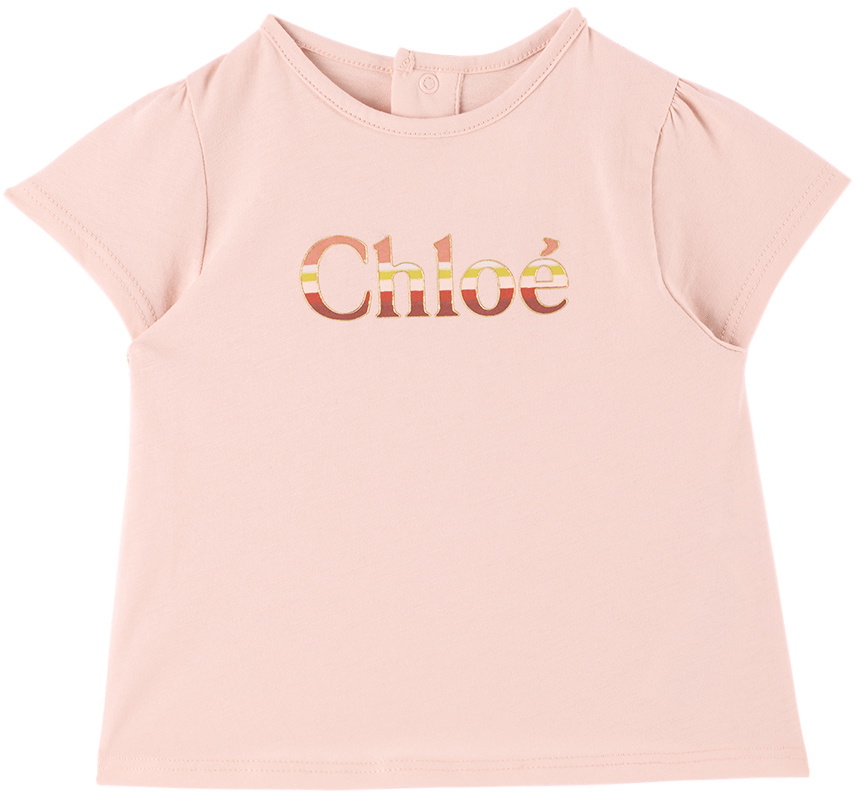 Tシャツ・カットソー CHLOE PINK COTTON T-SHIRT Chloé Logo crew neck cotton t-shirt | The Fashion Square