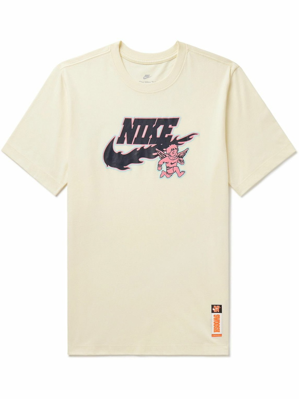 Photo: Nike - Sportswear Logo-Print Cotton-Jersey T-Shirt - Neutrals