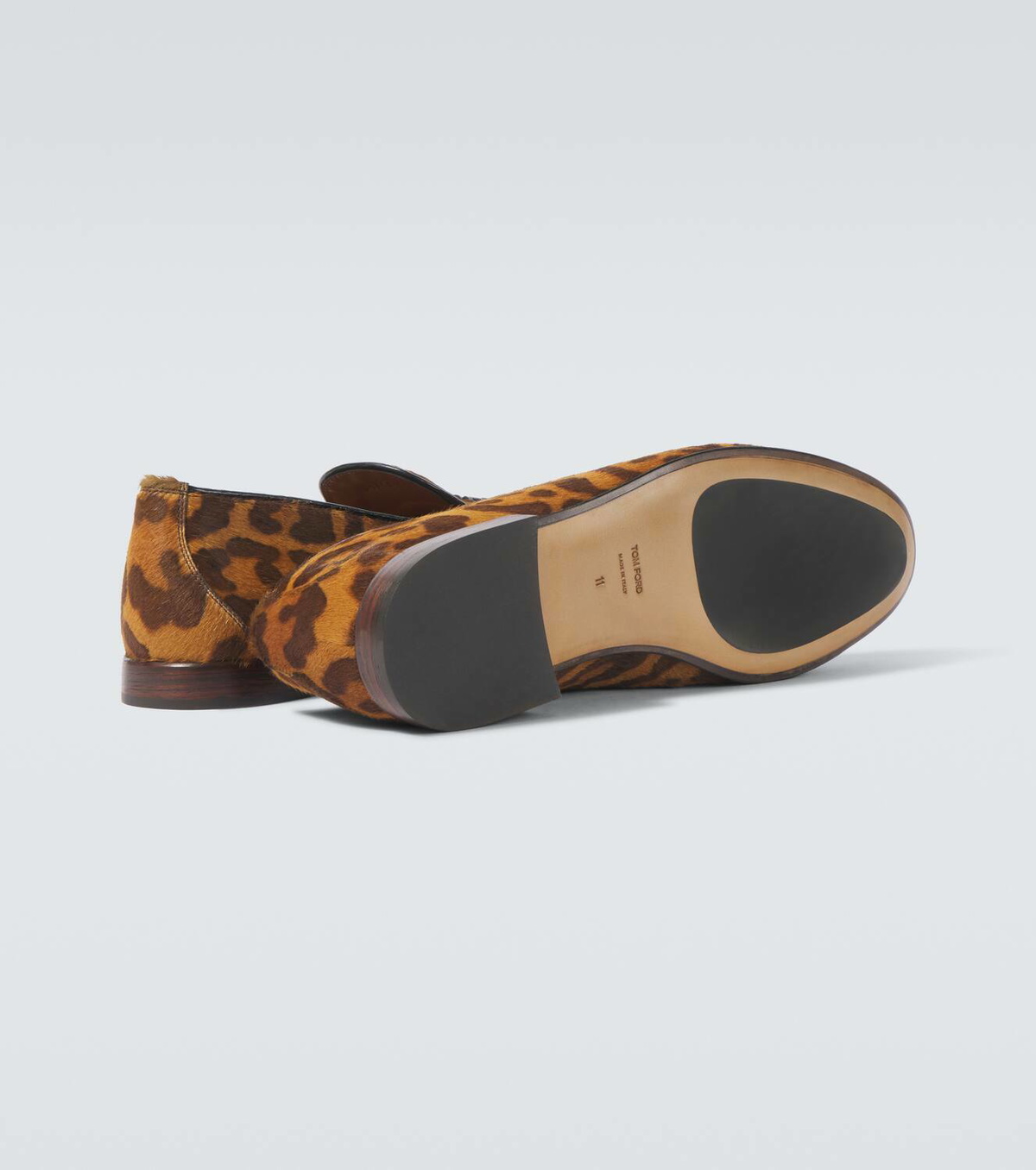 Tom Ford Brown and Black Leopard-Print Chain Loafers display picture 3