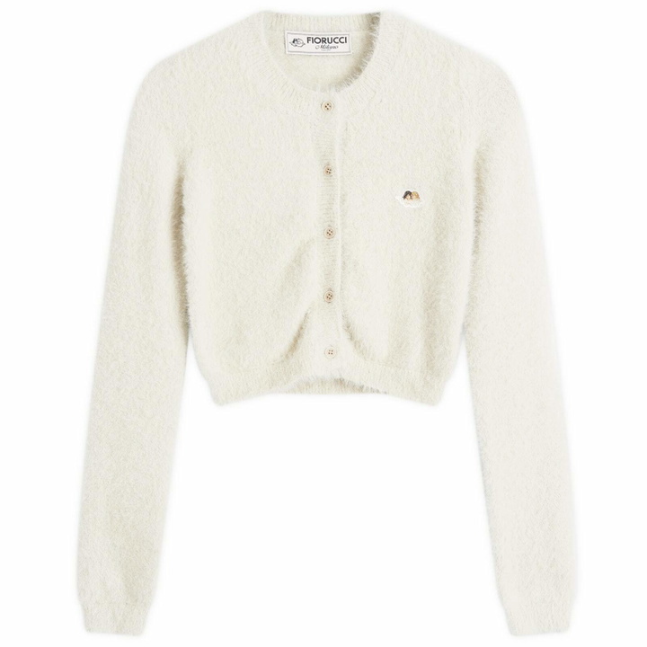 Photo: Fiorucci Women's Cropped Furry Knit Cardigan in Off White