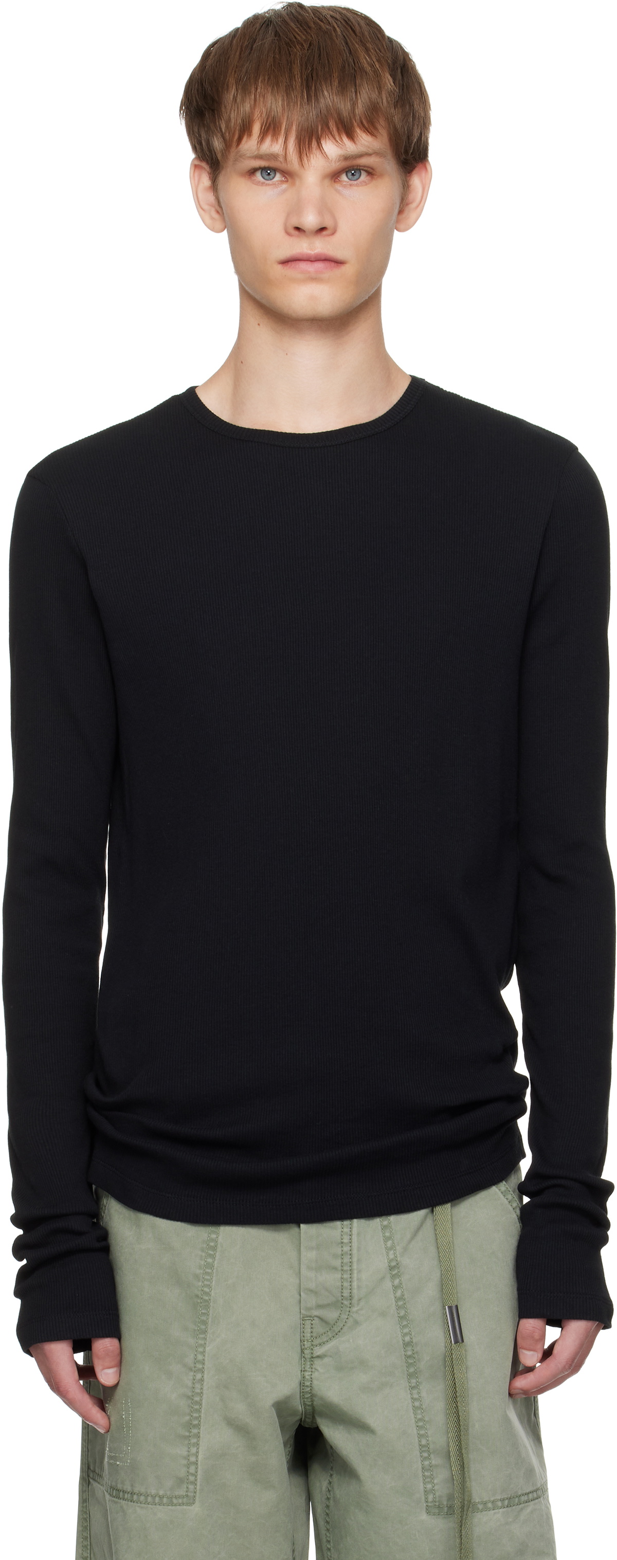 Ann Demeulemeester Black Greg Printed Long Sleeve T-shirt Ann